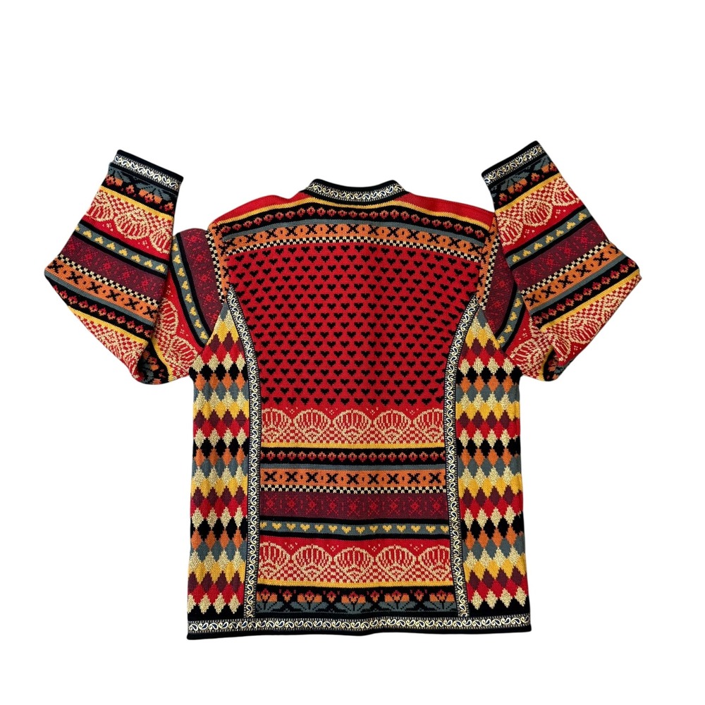Vrikke Cardigan Sweater Womens XL Red Wool Norwegian Design Heart Knit - Picture 2 of 8